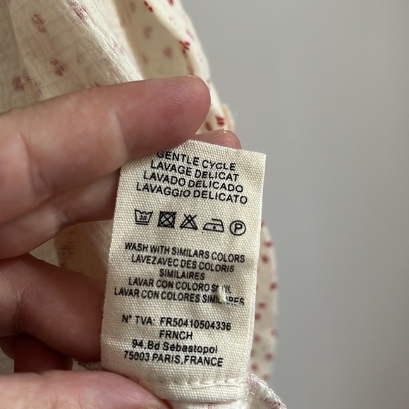 FRNCH Ornella Floral Ruffle Frill Trim Cream V Neck T Shirt S - Picture 12 of 15